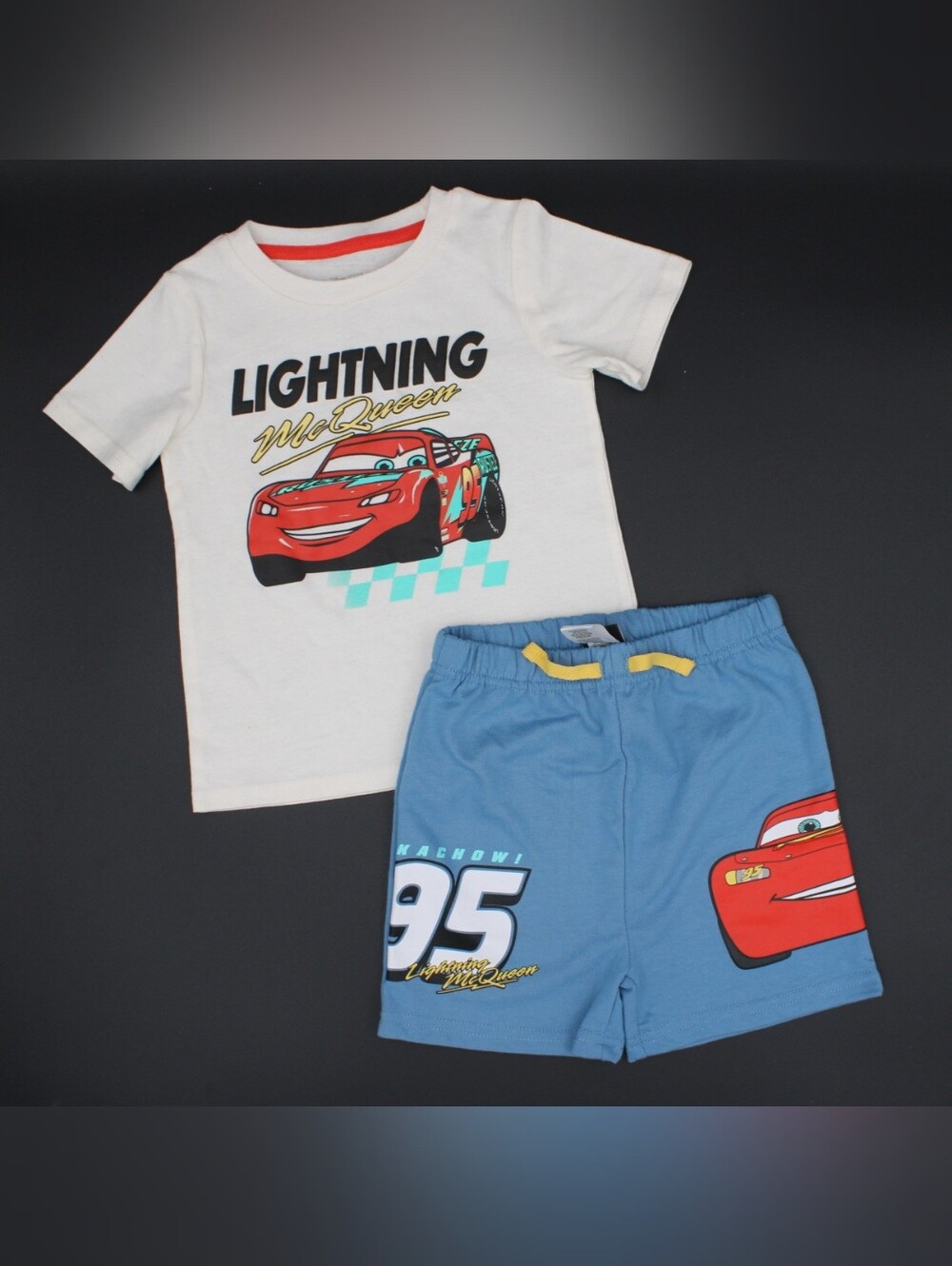 Pixar Cars 3T Boys 2pc Shorts Set – Cream & Blue